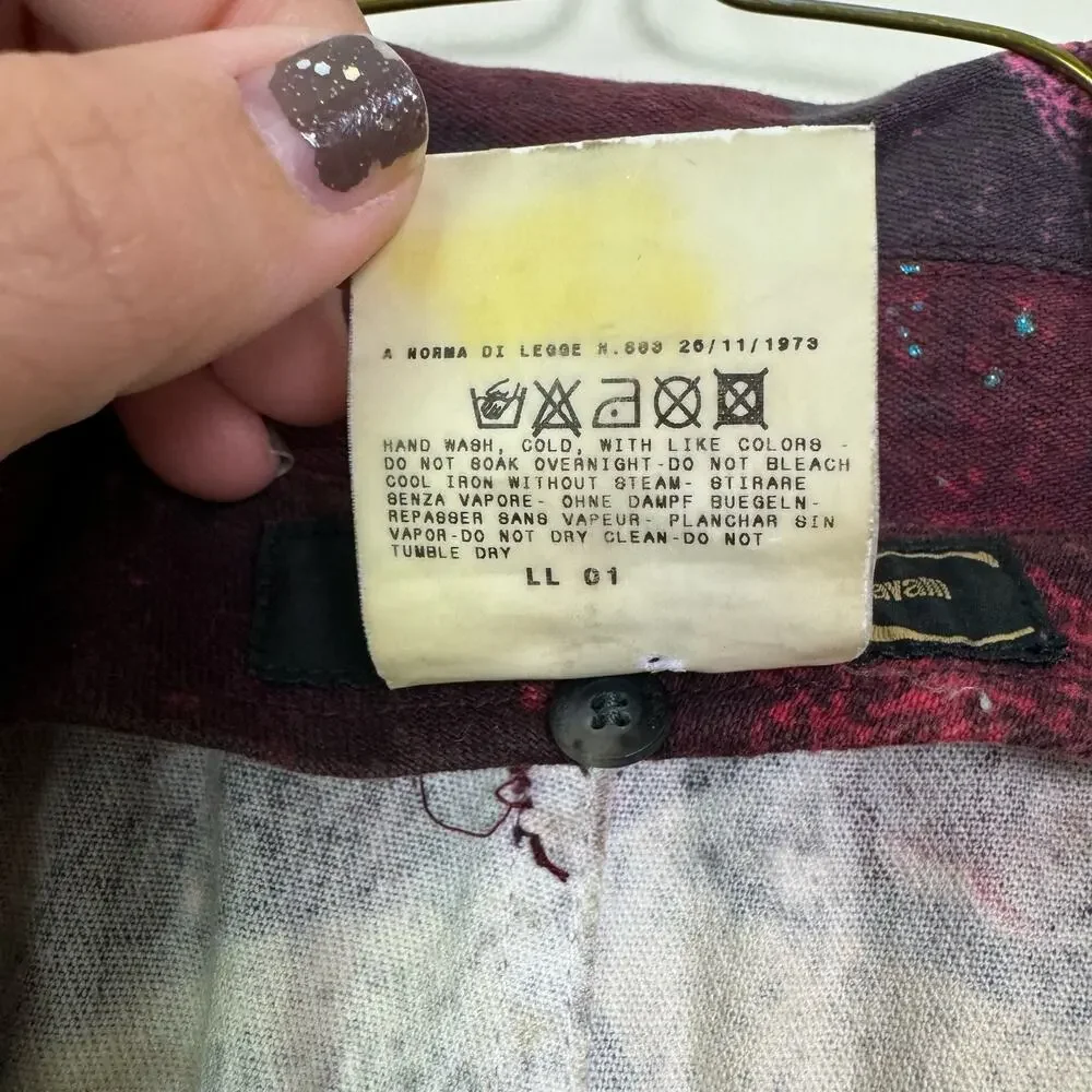 Just Cavalli by Roberto Cavalli Y2K Metallic‎ Paint Splatter Maroon Trench Coat - Picture 4 of 12